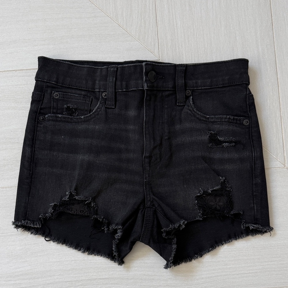 American Eagle Black Distressed Jean Shorts